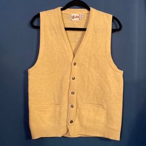 Vintage Barclay 100% Lambs Wool Yellow Sweater Vest